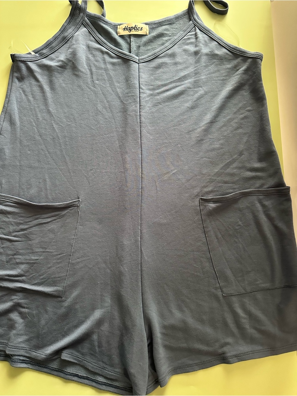 Haptics Blue Sleeveless Romper with Pockets